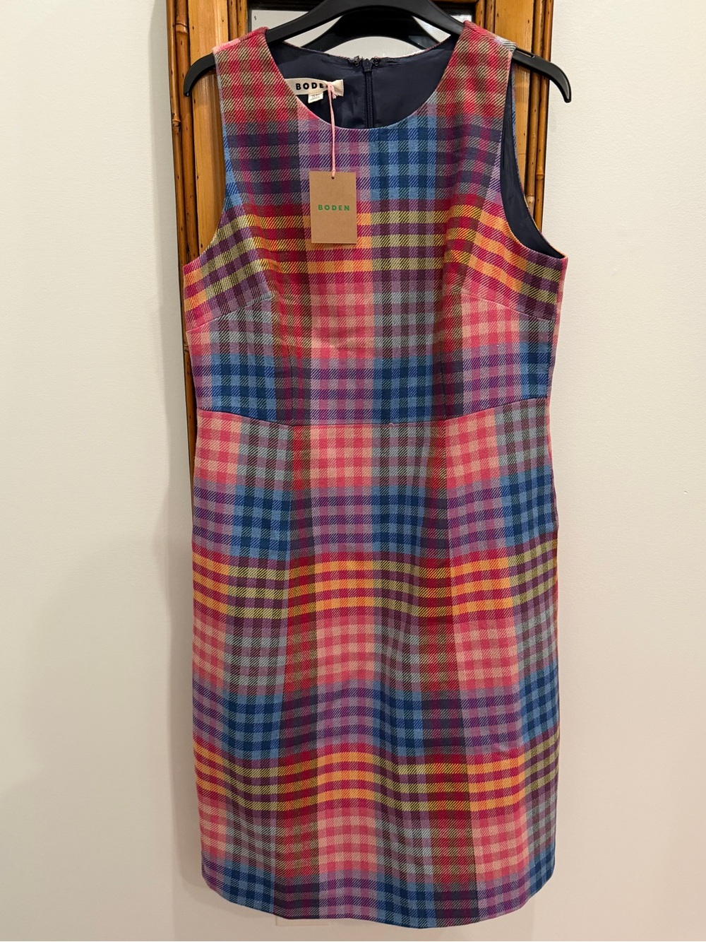 🏷️ New Boden Annie wool plaid tartan check shift dress size 6 long - Picture 3 of 5